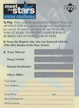 1996-97 Collector's Choice - Meet the Stars Trivia Challenge (Blue) #75 Meet the Stars Trivia Question #75 Front