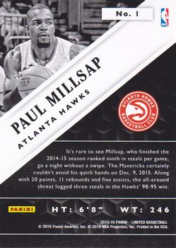 2015-16 Panini Limited #1 Paul Millsap Back