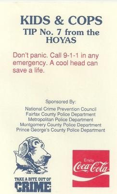 1992-93 Georgetown Hoyas Police #7 Othella Harrington Back