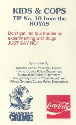 1992-93 Georgetown Hoyas Police #10 Joey Brown Back