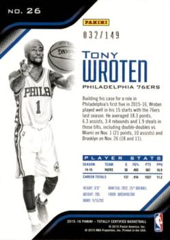 2015-16 Panini Totally Certified - Mirror Red #26 Tony Wroten Back