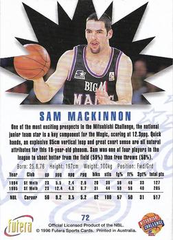 1996 Futera NBL #72 Sam MacKinnon Back