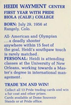 1980-81 New Orleans Pride WBL #11 Heidi Wayment Back