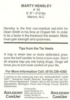 1986-87 North Carolina Tar Heels Police #NNO Marty Hensley Back