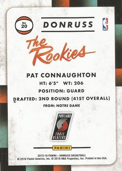 2015-16 Donruss - The Rookies #20 Pat Connaughton Back
