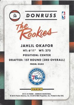 2015-16 Donruss - The Rookies #38 Jahlil Okafor Back