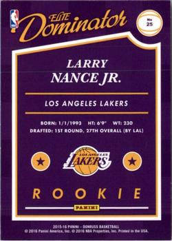 2015-16 Donruss - Elite Dominator Rookies #25 Larry Nance Jr. Back