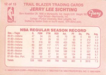 1988-89 Fleer Franz Portland Trail Blazers #12 Jerry Sichting Back