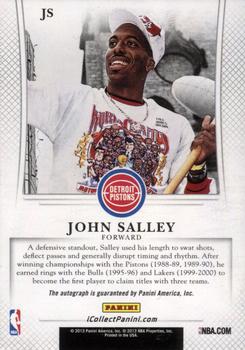 2012-13 Panini NBA Finals Private Signings #JS John Salley Back