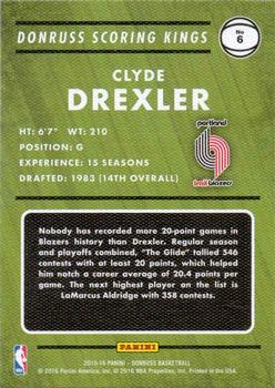2015-16 Donruss - Scoring Kings #6 Clyde Drexler Back