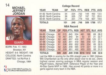 1992 Hoops 100 Superstars #14 Michael Jordan Back