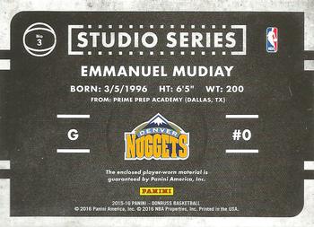 2015-16 Donruss - Studio Series #3 Emmanuel Mudiay Back