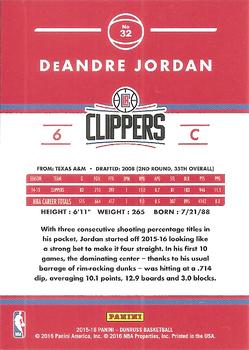 2015-16 Donruss - Statline Points #32 DeAndre Jordan Back