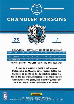 2015-16 Donruss - Statline Points #43 Chandler Parsons Back