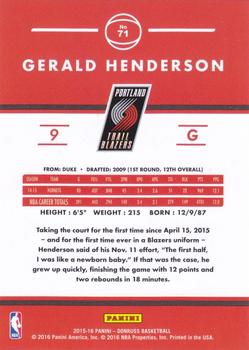 2015-16 Donruss - Statline Points #71 Gerald Henderson Back