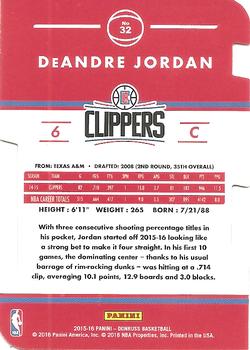 2015-16 Donruss - Inspirations #32 DeAndre Jordan Back