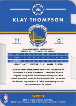 2015-16 Donruss - Inspirations #130 Klay Thompson Back