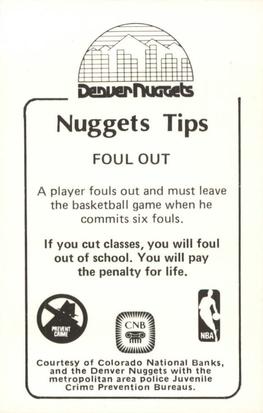 1982-83 Denver Nuggets Police #NNO T.R. Dunn Back