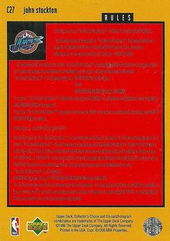 1996-97 Collector's Choice Italian - You Crash the Game Scoring Gold #C27 John Stockton Back
