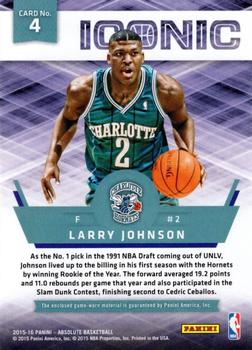 2015-16 Panini Absolute - Iconic Materials Prime #4 Larry Johnson Back