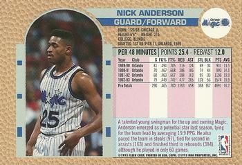 1992-93 Fleer NBA Rising Star Golden Magazine Perforated #NNO Nick Anderson Back