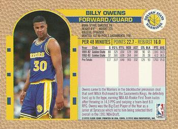 1992-93 Fleer NBA Rising Star Golden Magazine Perforated #NNO Billy Owens Back
