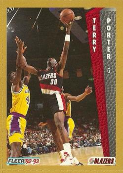 1992-93 Fleer NBA Shooting Stars Golden Magazine Perforated #NNO Terry Porter Front