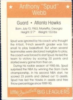 1991 Little Basketball Big Leaguers #40 Spud Webb Back