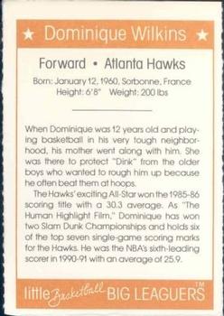 1991 Little Basketball Big Leaguers #41 Dominique Wilkins Back