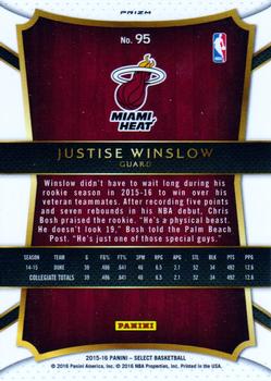 2015-16 Panini Select - Tri-Color Prizms #95 Justise Winslow Back