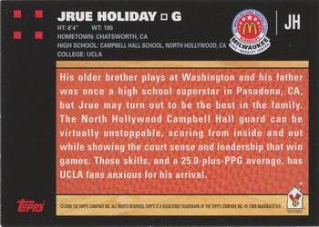 2008 Topps McDonald's All-American Game - Portraits (Photo Shoot) #JH Jrue Holiday Back