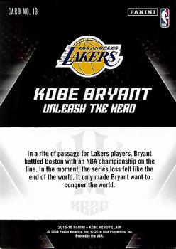 2015-16 Panini Kobe Bryant HeroVillain #13 Kobe Bryant Back
