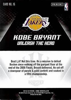 2015-16 Panini Kobe Bryant HeroVillain #15 Kobe Bryant Back