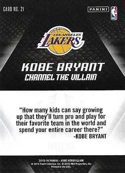 2015-16 Panini Kobe Bryant HeroVillain #42 Kobe Bryant Back