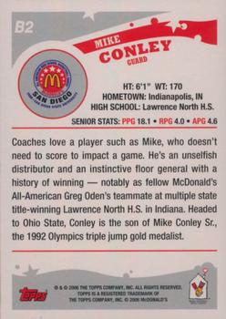 2006 Topps McDonald's All-American Game #B2 Mike Conley Back