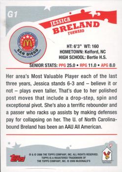 2006 Topps McDonald's All-American Game #G1 Jessica Breland Back