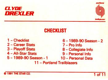 1990-91 Star Clyde Drexler - Glossy #1 Clyde Drexler Back