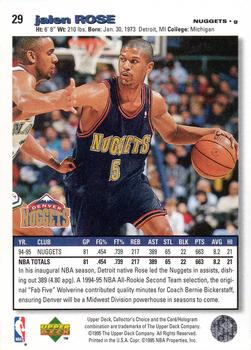 1995-96 Collector's Choice English II #29 Jalen Rose Back