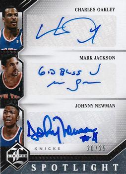 2015-16 Panini Limited - Limited Trios Signatures Silver Spotlight #LT-NYL Charles Oakley / Johnny Newman / Mark Jackson Front
