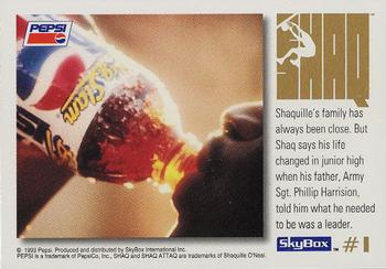 1993-94 SkyBox Pepsi Shaq Attaq #1 Shaquille O'Neal Back