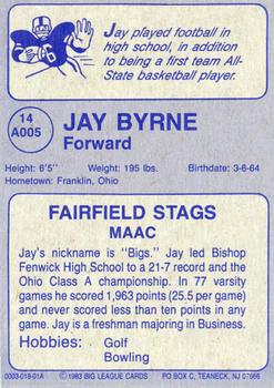1982-83 Big League Cards Fairfield University Stags #14 Jay Byrne Back