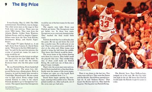 1987 NBA Pro Basketball Reading Kit #9 Patrick Ewing Front