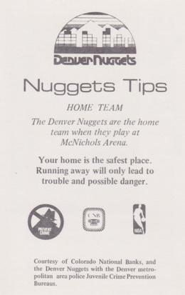 1983-84 Denver Nuggets Police #NNO Danny Schayes Back