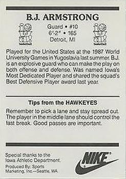1987-88 Iowa Hawkeyes #NNO B.J. Armstrong Back