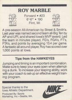 1987-88 Iowa Hawkeyes #NNO Roy Marble Back