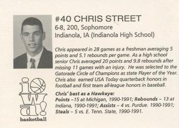 1991-92 Iowa Hawkeyes #NNO Chris Street Back