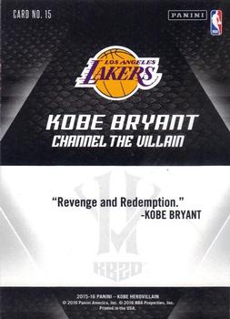 2015-16 Panini Kobe Bryant HeroVillain - Gold 24 #15 Kobe Bryant Back