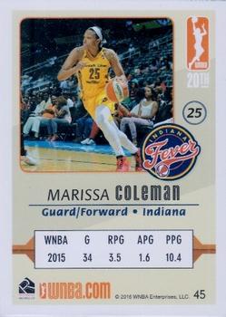 2016 Rittenhouse WNBA #45 Marissa Coleman Back