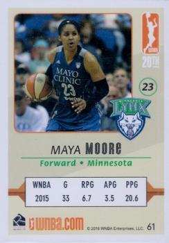 2016 Rittenhouse WNBA #61 Maya Moore Back
