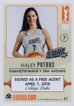 2016 Rittenhouse WNBA #87 Haley Peters Back